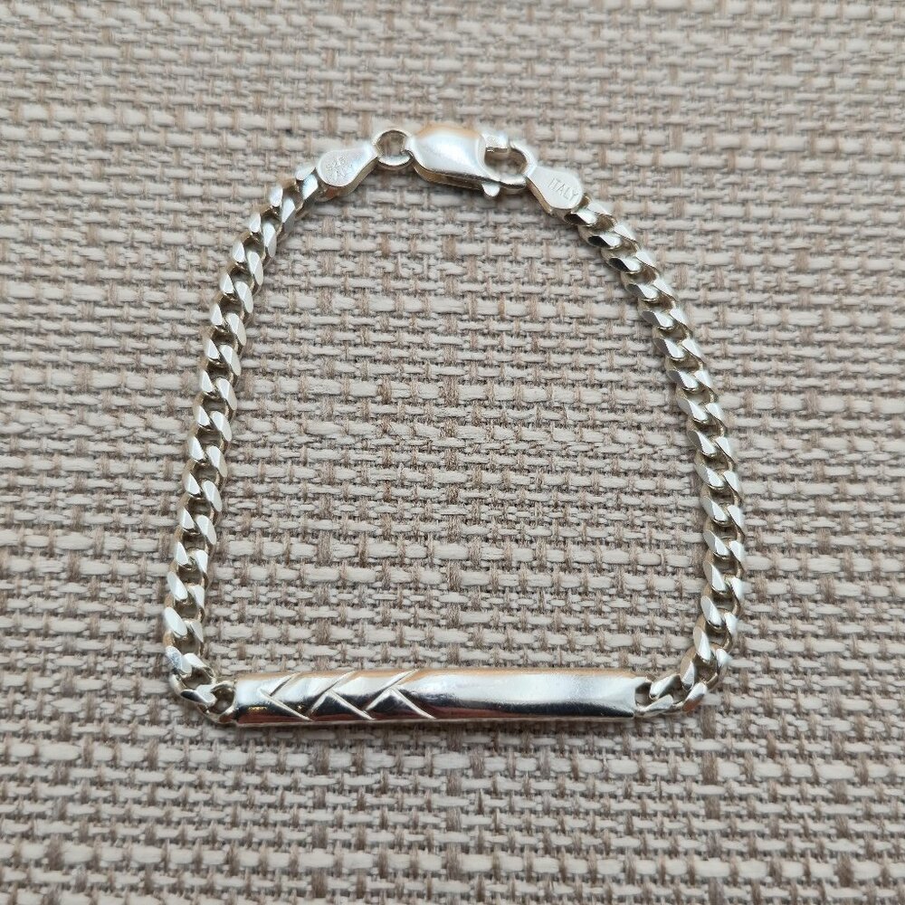 7 Inch Sterling Silver Simple Pattern Unisex Chain Bracelet A5210